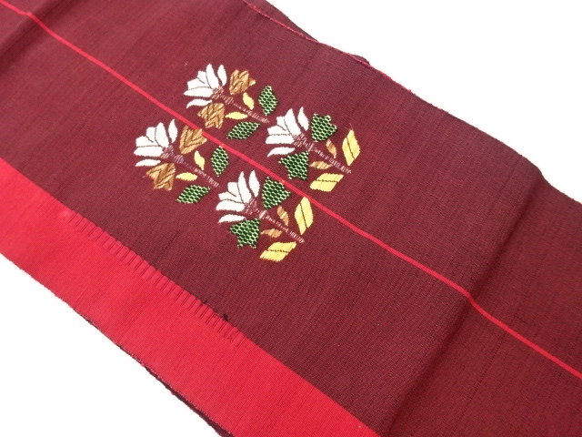 JAPANESE KIMONO / VINTAGE NAGOYA OBI / WOVEN FLOWERS